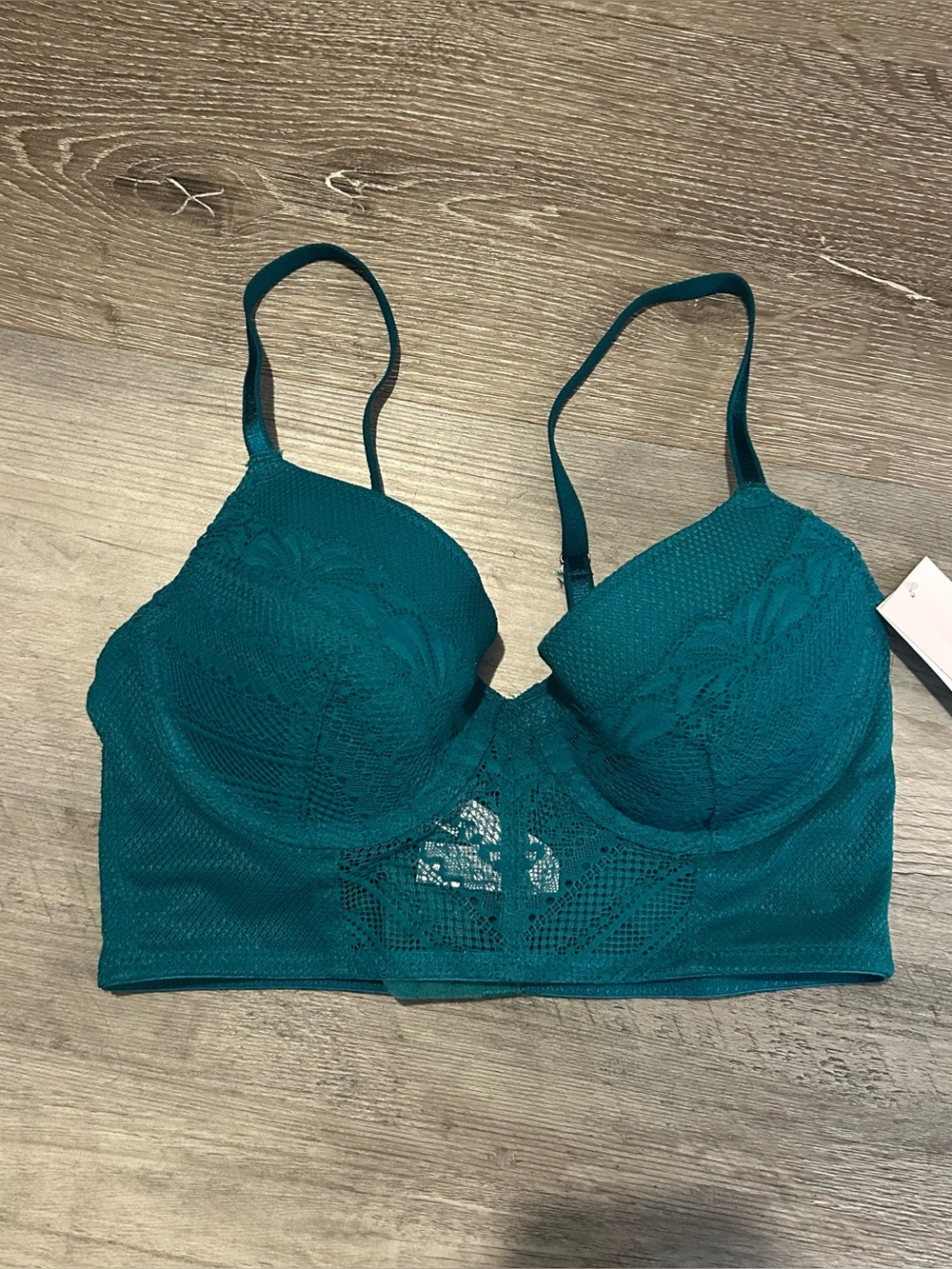 NWT 34B Teal Blue Green Lightly Lined Demi Coverage Underwire Auden Bra